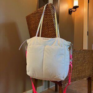 MZ Wallace Bright White with iridescent straps bowery quatro tote